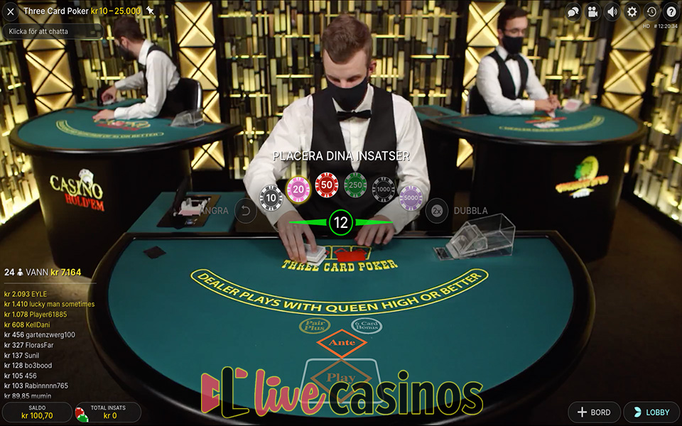 Live Three Card Poker