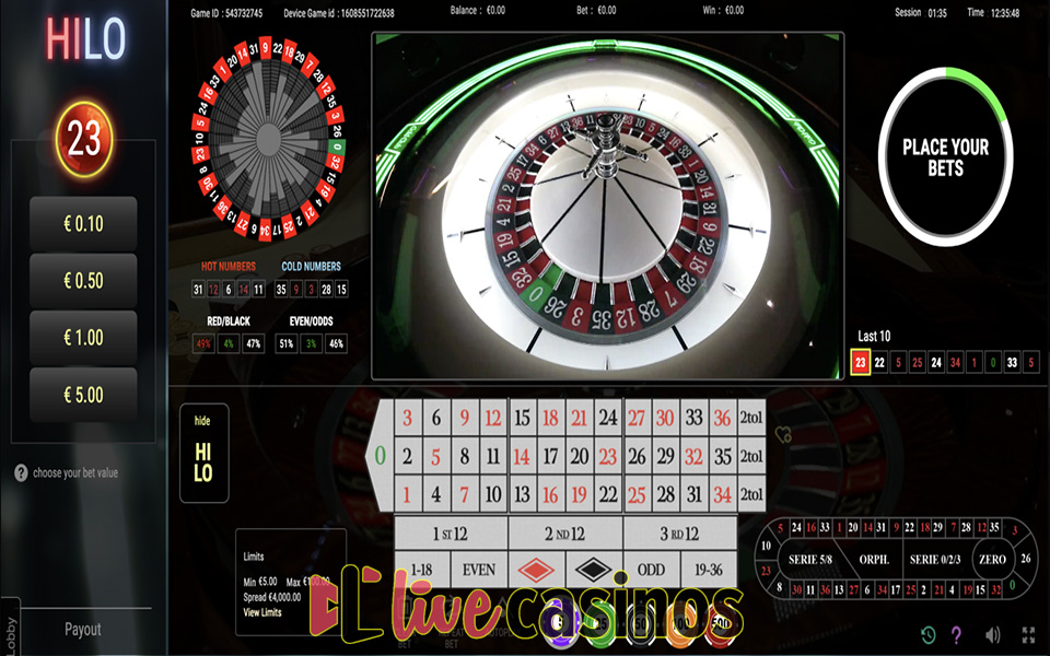 Live Auto Roulette Hi Lo