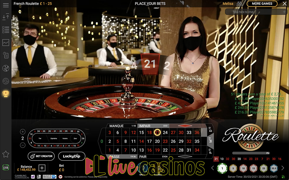 Live French Roulette