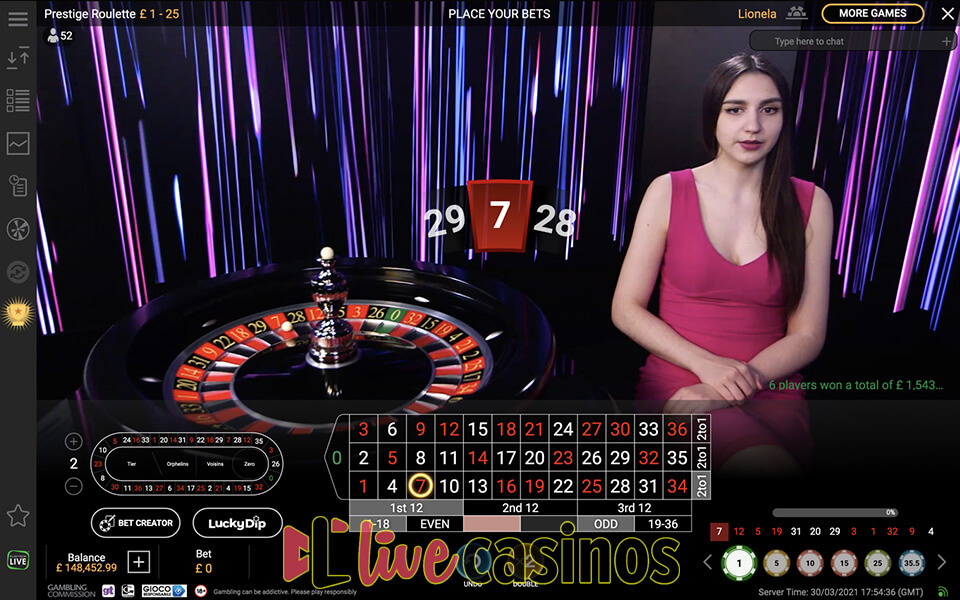 Prestige Live Roulette