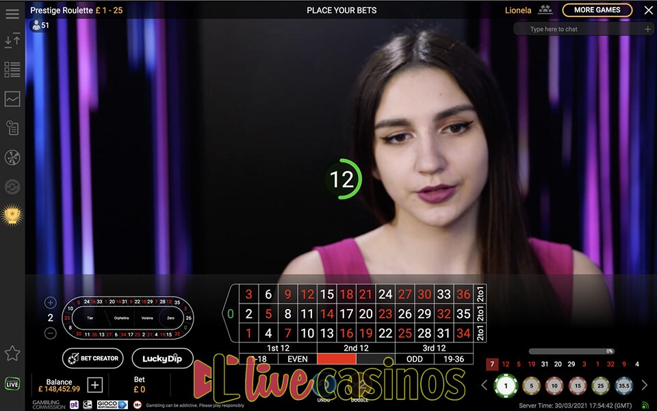 Prestige Live Roulette
