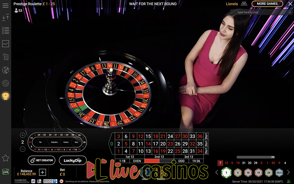 Prestige Live Roulette