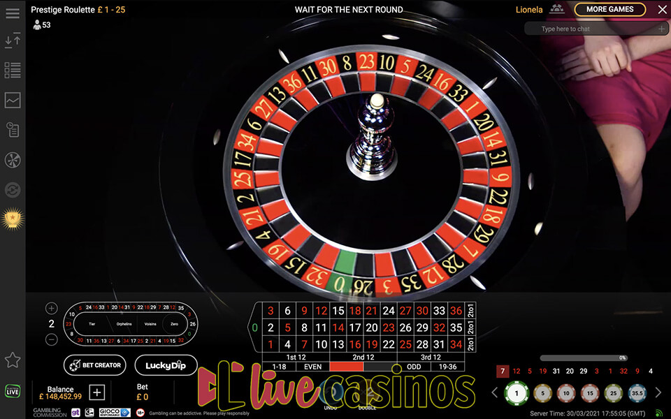 Prestige Live Roulette