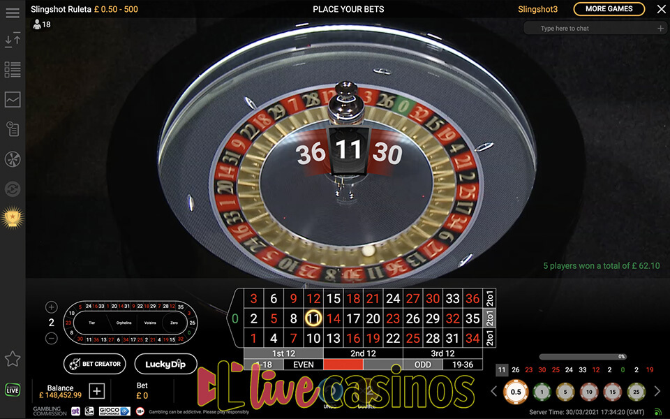 Slingshot Roulette (Playtech)