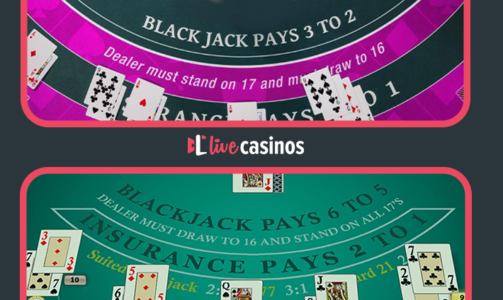 Table signage indicating 6:5 blackjack
