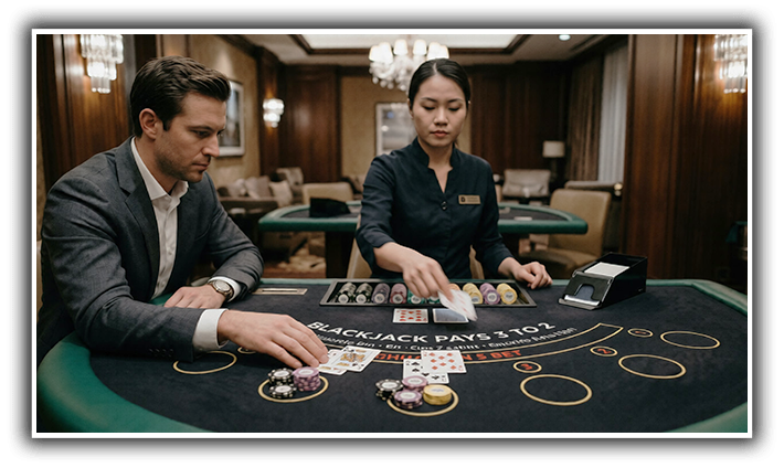 High-stakes blackjack hand with multiple bets placed after a split and double down